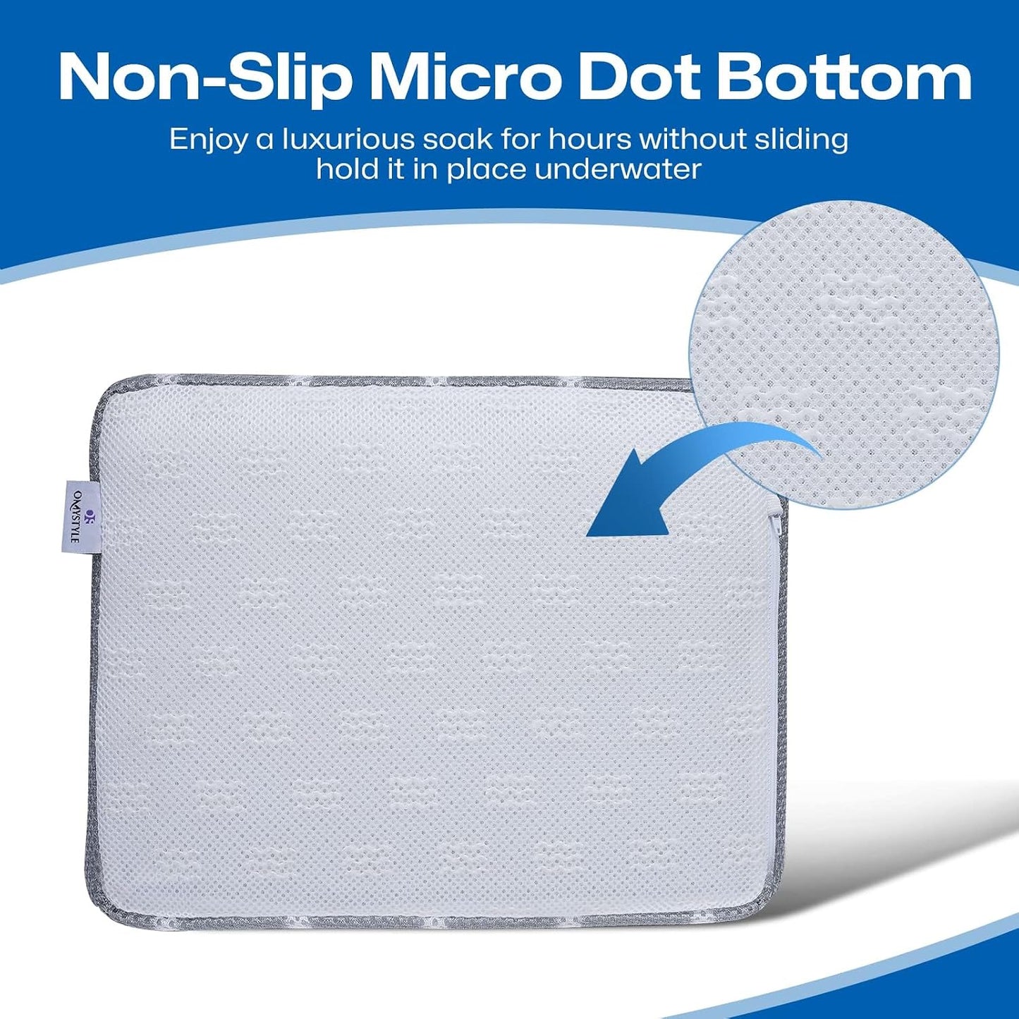 Hot Tub Cushion Pillow for Indoor or Outdoor Use, 16 x 12 x 4.3 Inche Weighted Spa Pillow with Washable 4D Mesh Cover & Non-Slip Micro Dot Bottom, Hot Tub Accessories for Adults,Quick Dry, Grey