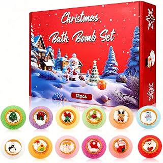 Christmas Surprise Bath Bomb, Bath Bombs with Surprise Inside – Holiday Gift Set, Festive Bath Fizzies for Relaxing Soak, Natural & Skin-Friendly Bath Balls
