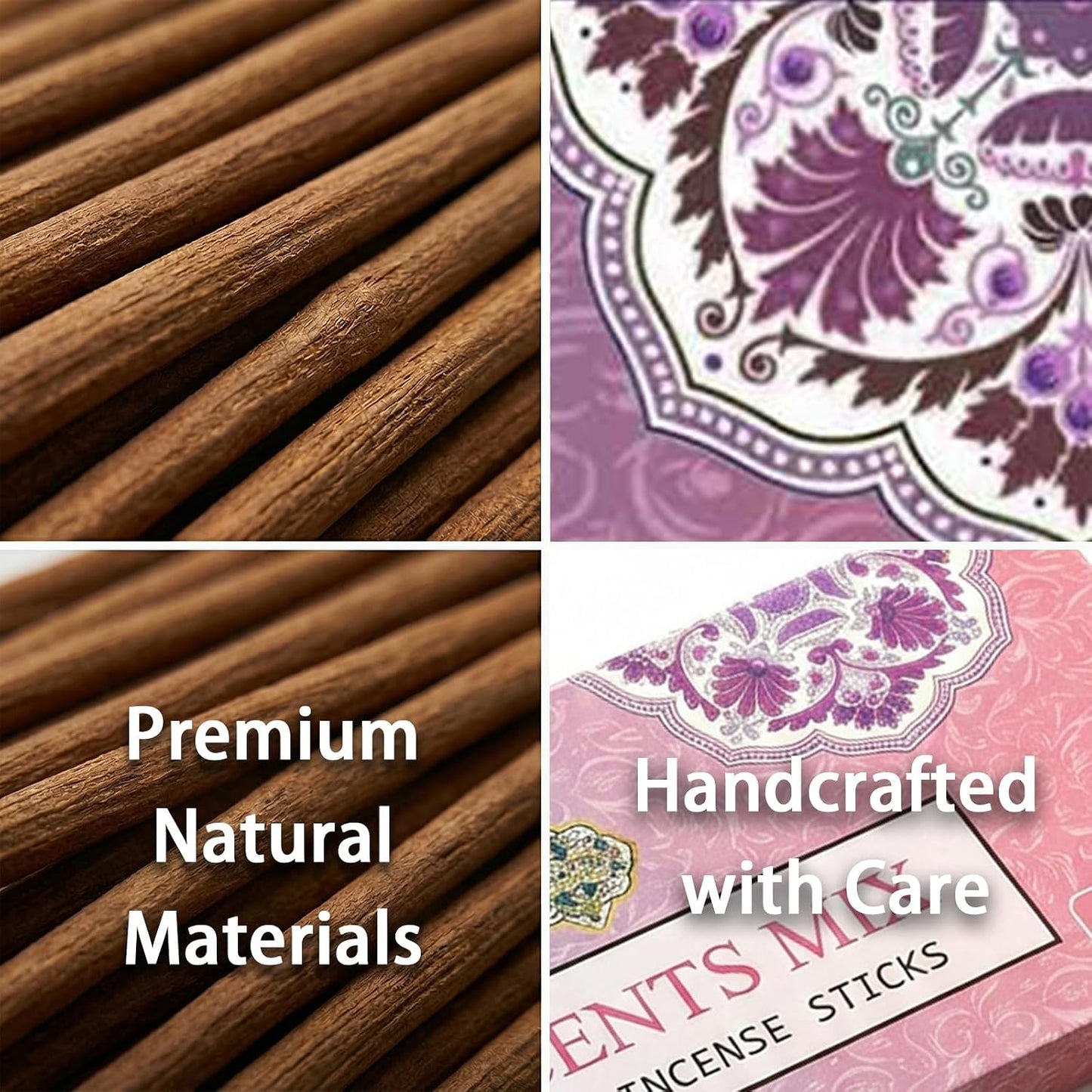 CEREMONY 8 Scents Incense Sticks, 8 in 1 Mix Incense,120 Stick Incense for Mediation,100% Natural-Handmade for Yoga, Organic-Chemicals-Charcoal-Free Purification-Relaxation
