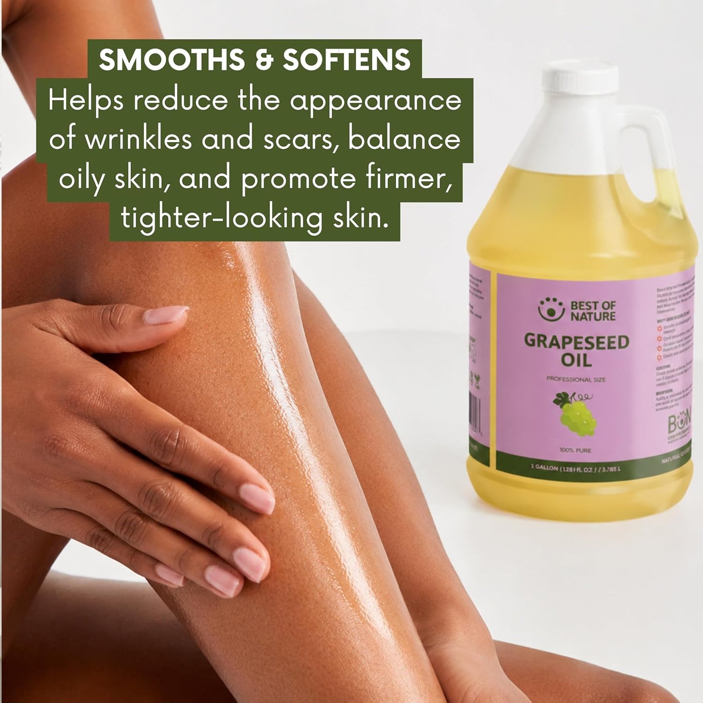 Best of Nature 100% Pure Grapeseed Oil - Unscented, Lightweight, Non-Greasy Moisturizer for Hair, Skin, Face & Aromatherapy, Carrier Oil for Essential Oils, 5 Gallon Pail (640 fl oz)