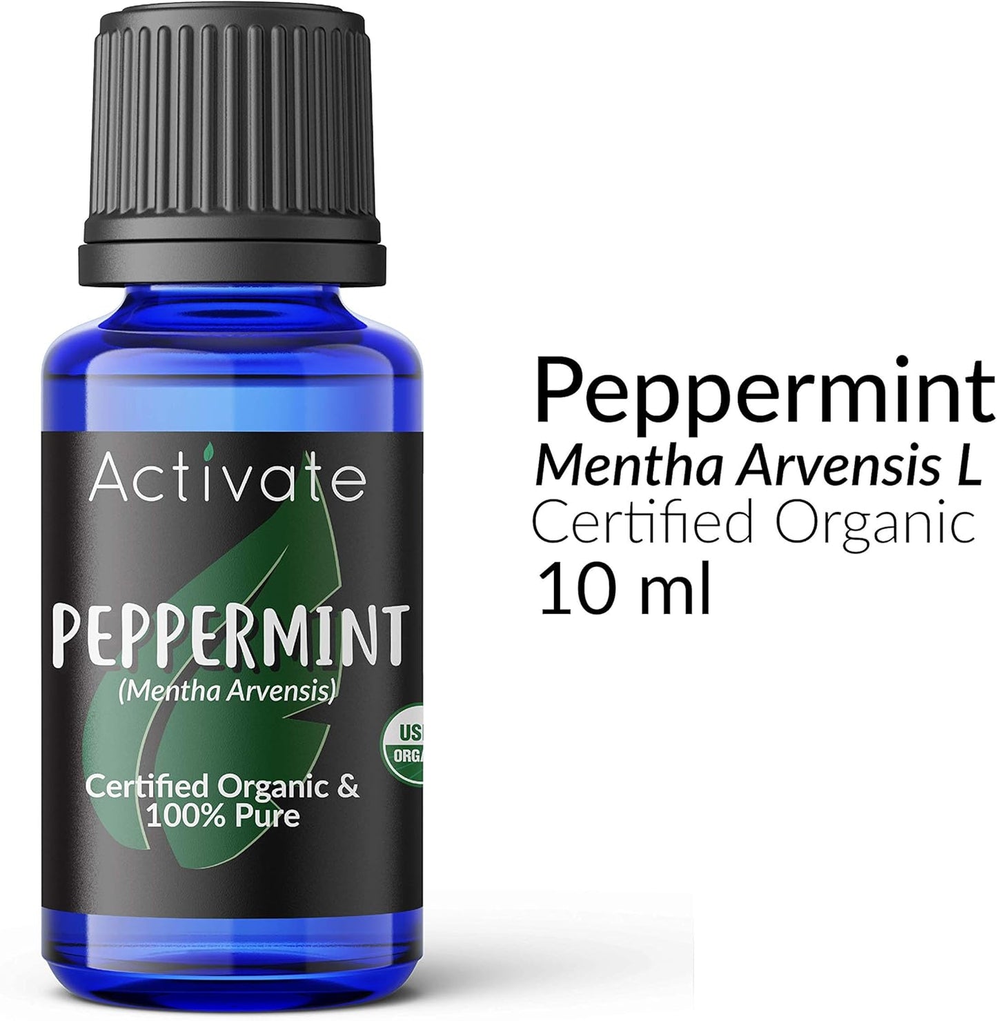 Activate Peppermint Organic Essential Oil 100% Pure, USDA Certified Organic, Premium Grade, Undiluted, Non-GMO, Therapeutic Natural Oils, Aromatherapy & Diffuser Use Gift 10ml