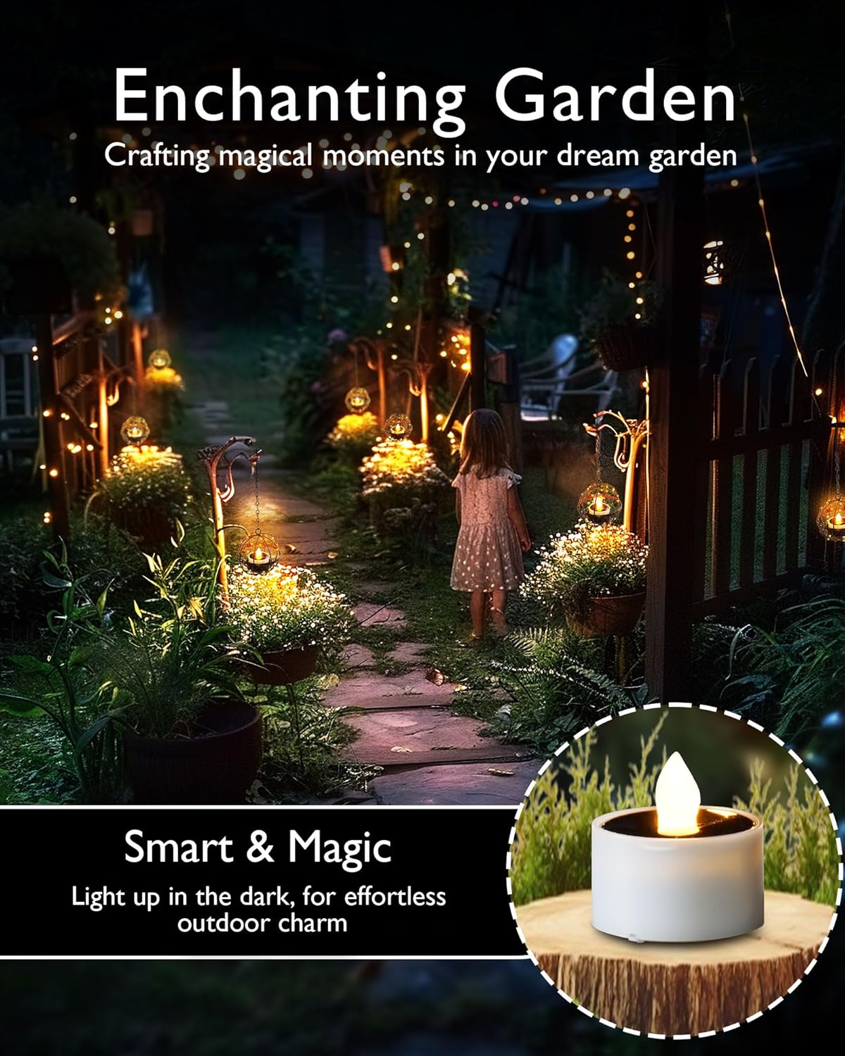 Homemory 16Pcs Solar Tea Lights Outdoor Waterproof, Rechargeable Dusk to Dawn Lighting, Flameless Flickering LED Votive Candles for Fairy Garden Decor, Patio Tables, Christmas Lanterns, Windows