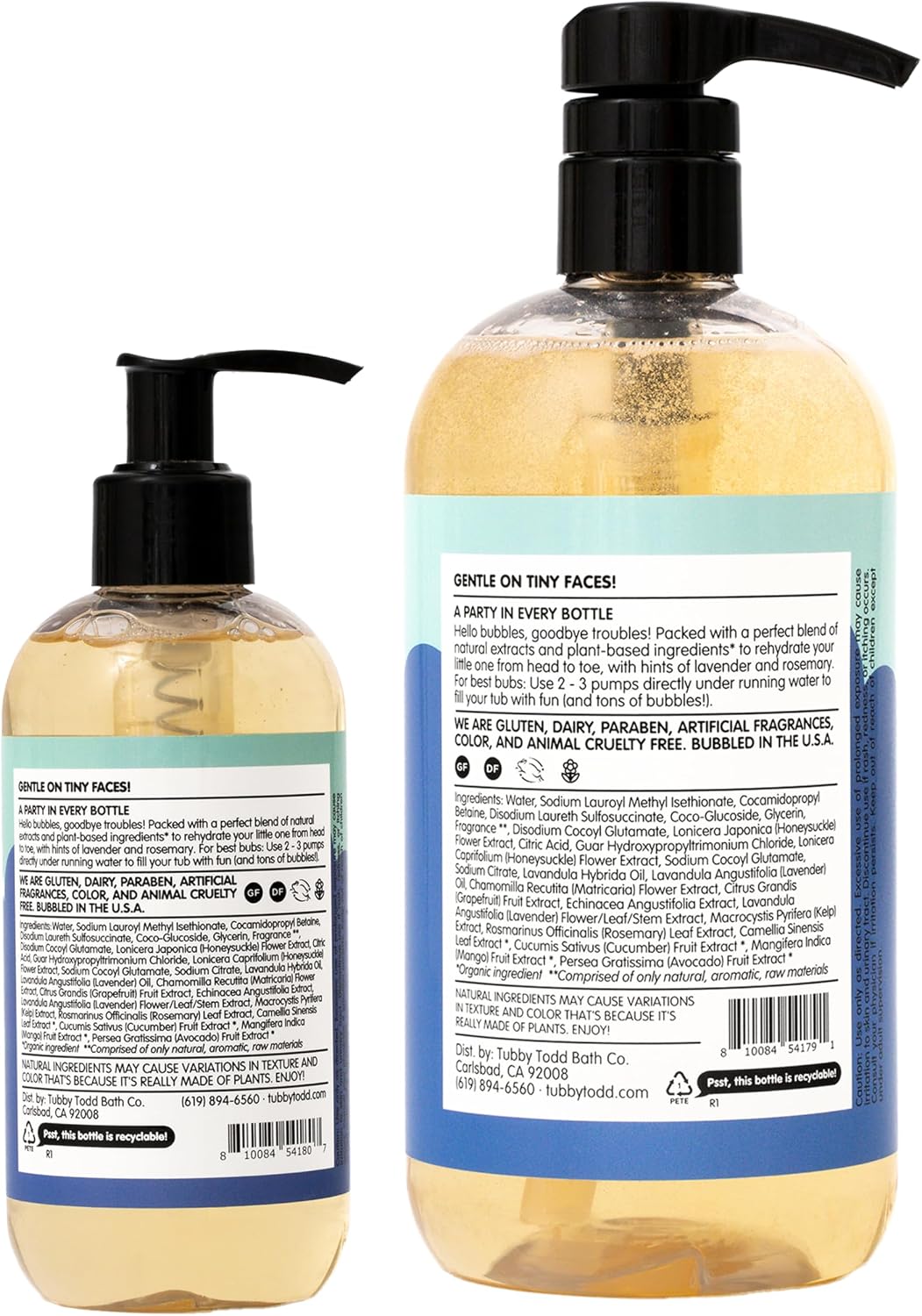 TUBBY TODD Bubble Bath for Kids, Toddlers & Babies - Hypoallergenic, Non-Irritating Sensitive Skin Bubble Bath - 2 Pack, 25 fl oz & 8 fl oz - Lavender Rosemary