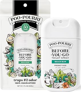 Poo-Pourri Before-You-Go Pocket Toilet Spray, Travel Essentials, Beach Bum, 1 Fl Oz, Up to 50 Uses, On-The-Go Bathroom Odor Deodorizer with Essential Oils, TSA Approved Size, Coconut Orchid Scent