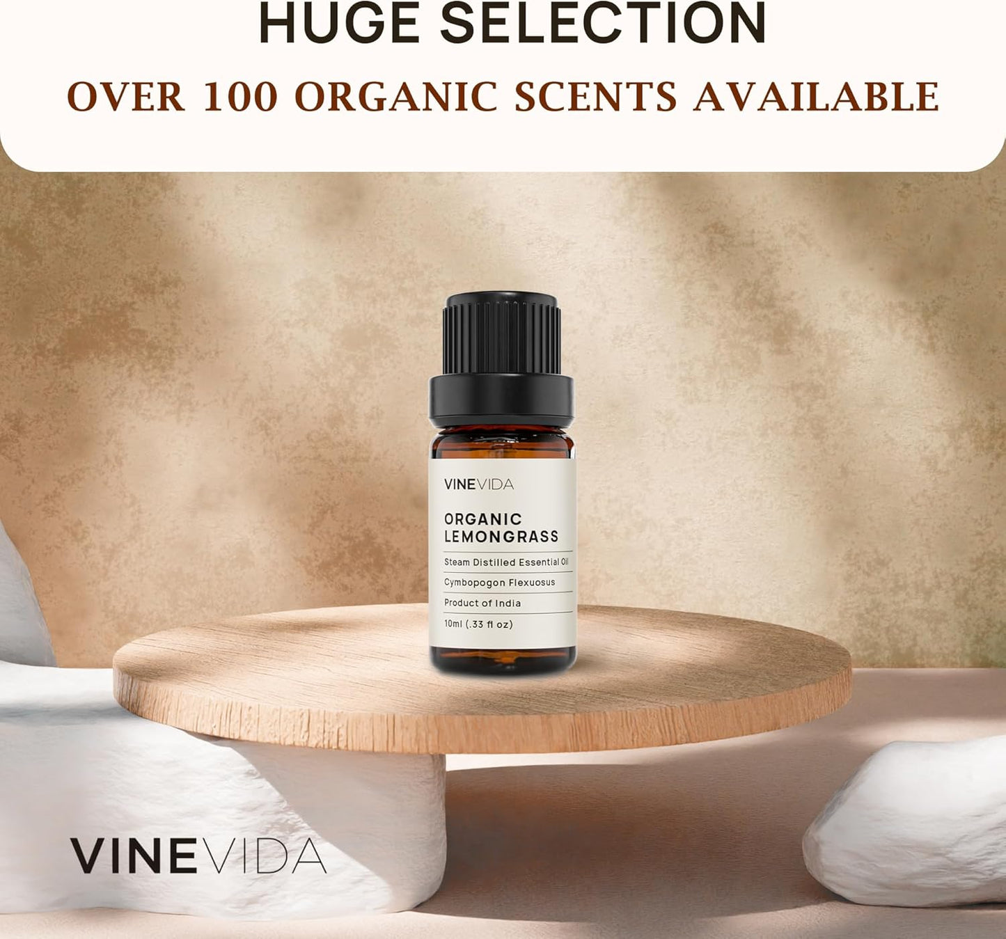 VINEVIDA Organic Lemongrass Essential Oil 10 mL - Undiluted, Pure, Vegan, Reusable Glass Bottle with Dropper