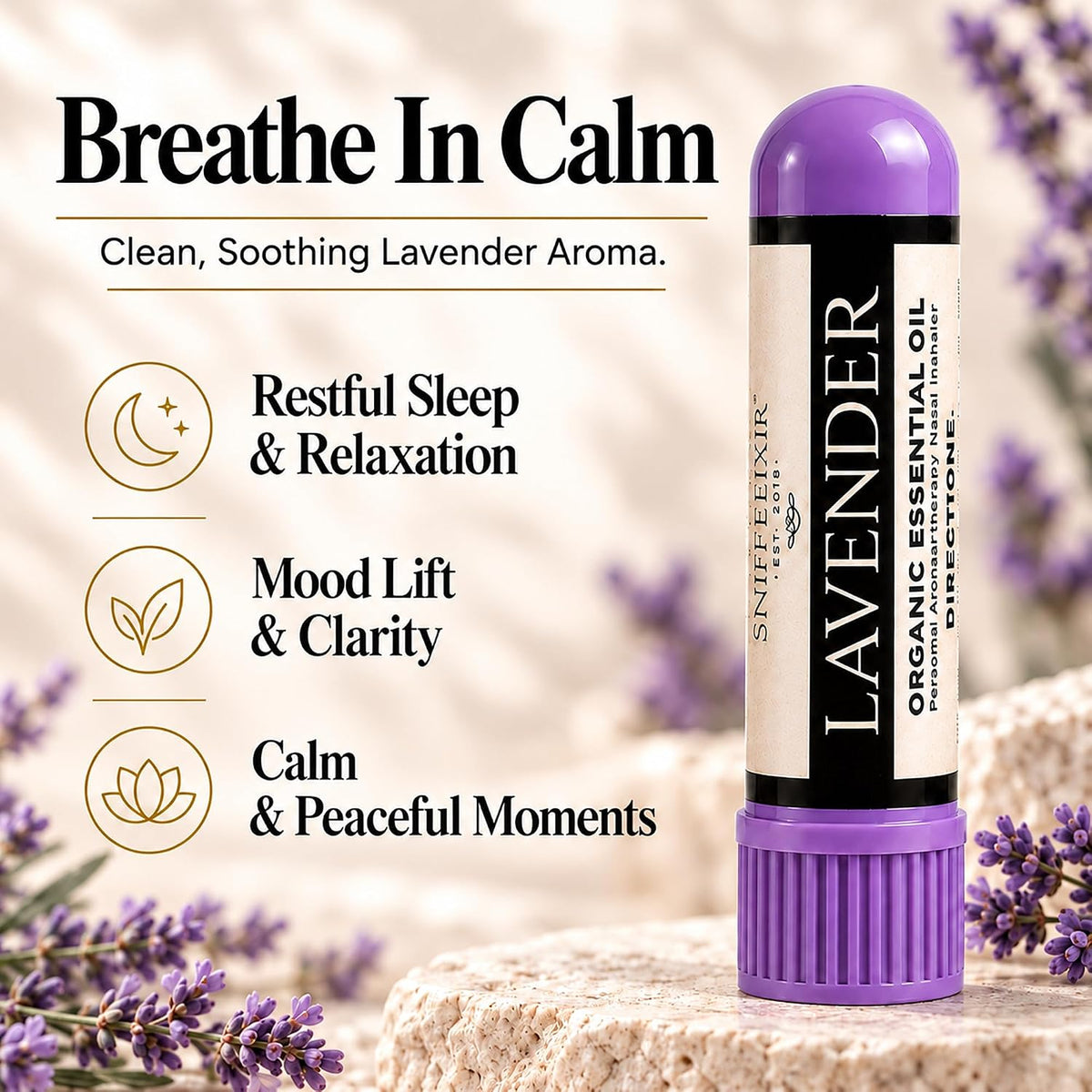Lavender Essential Oil Aromatherapy Nasal Stick Vapor Inhaler for Sleep Aid