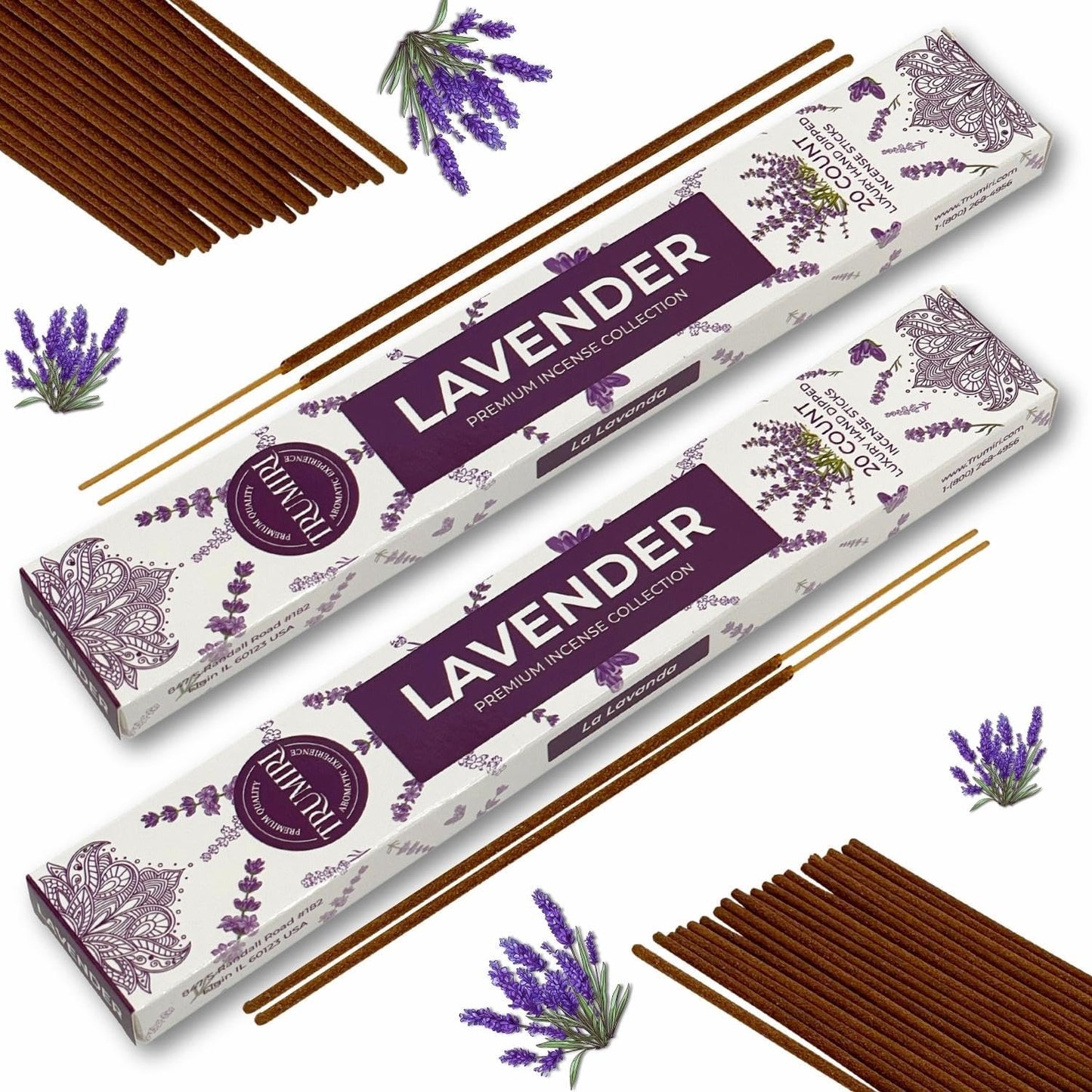 TRUMIRI Trumiri Incense Sticks - Total 40 Lavender Insence-Sticks - Dual Pack of 20 Insenses - Insents - Incents - Inscense - Incence - Incienso - All Natural Incense Sticks