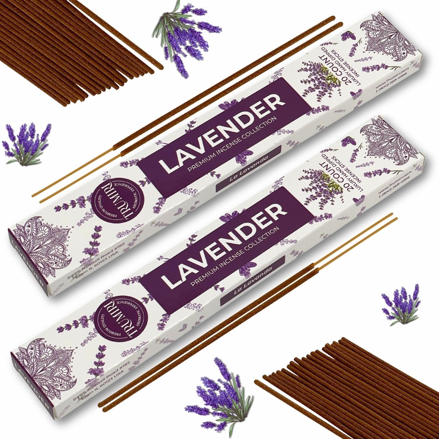 TRUMIRI Trumiri Incense Sticks - Total 40 Lavender Insence-Sticks - Dual Pack of 20 Insenses - Insents - Incents - Inscense - Incence - Incienso - All Natural Incense Sticks