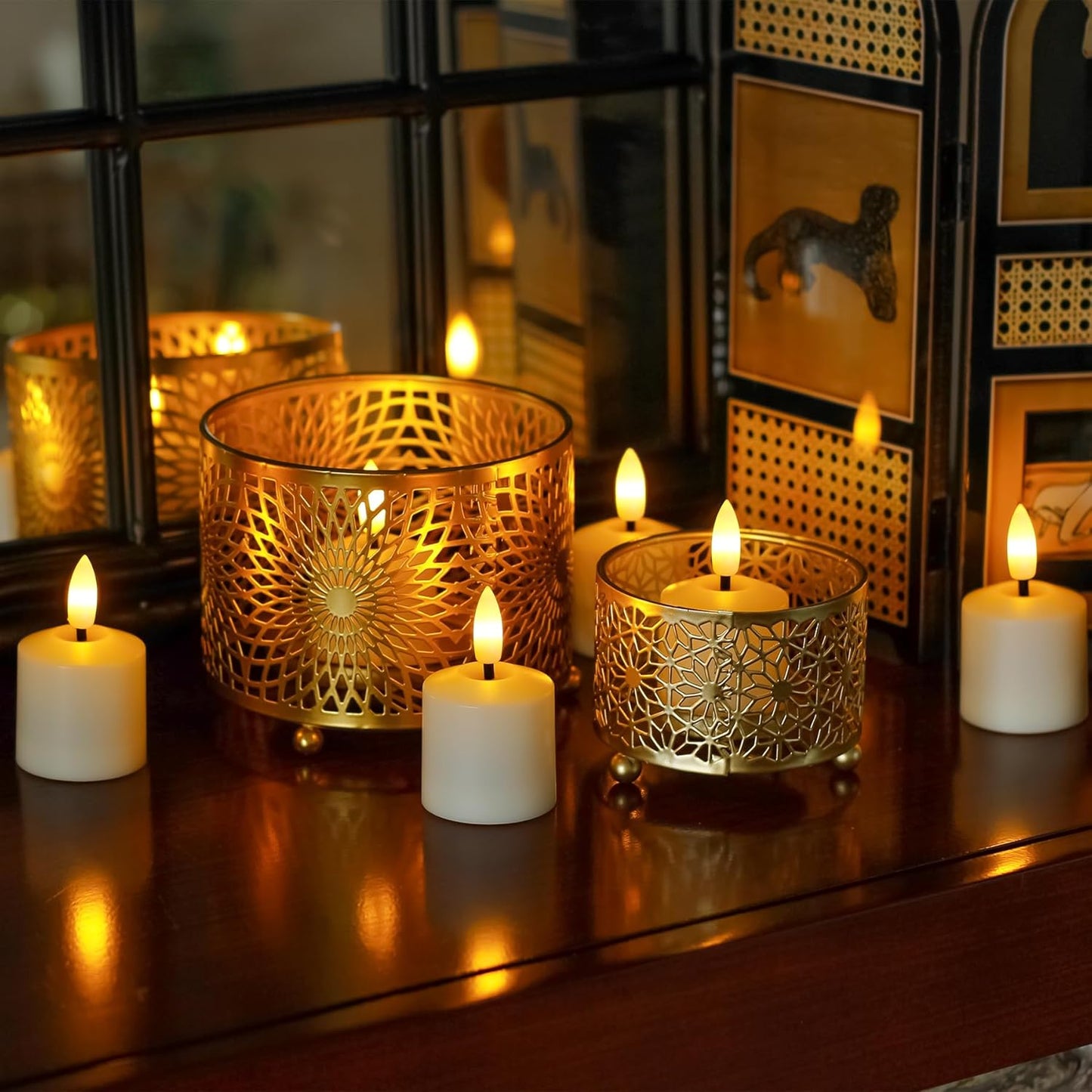 Small Flickering Tea Light Flameless Candles with Battery and Remote,1.5" x2.5" Ivory LED 2/4/6/8H Timer Votive Battery Operated Pillar Plastic Long Lasting 6pcs Tealight Candles