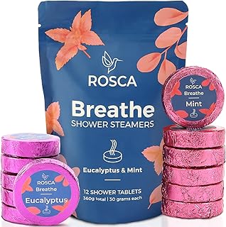 ROSCA Eucalyptus & Mint Shower Steamers - 12 Aromatherapy Shower Steamer with Essential Oils - Stress Relief Fizzies - Mothers Day Gifts, Relaxation Birthday Gifts for Women and Men