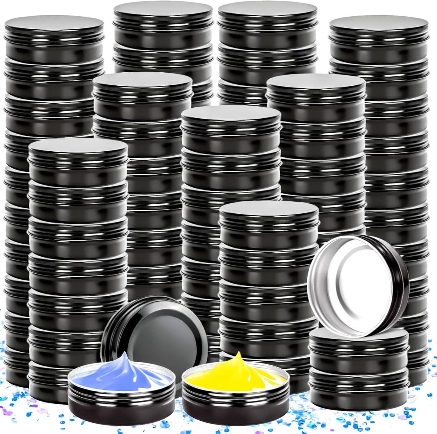 50 Pack 1oz Tin Jars, 30ml Metal Tin cans, 1Ounce Aluminum tin can jar Containers with Screw Lid for Lotion Bars, Spices, Salve, Balms, Beard Balm, Toiletries, Creams, Samples, Makeup Cosmetic