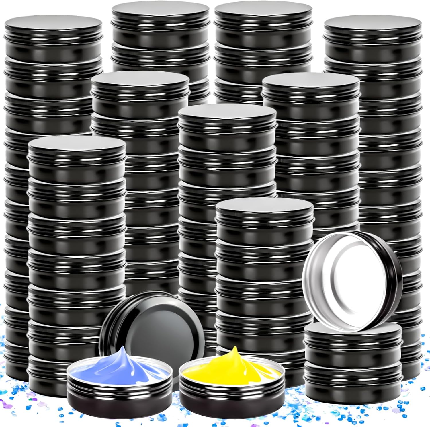 50 Pack 1oz Tin Jars, 30ml Metal Tin cans, 1Ounce Aluminum tin can jar Containers with Screw Lid for Lotion Bars, Spices, Salve, Balms, Beard Balm, Toiletries, Creams, Samples, Makeup Cosmetic
