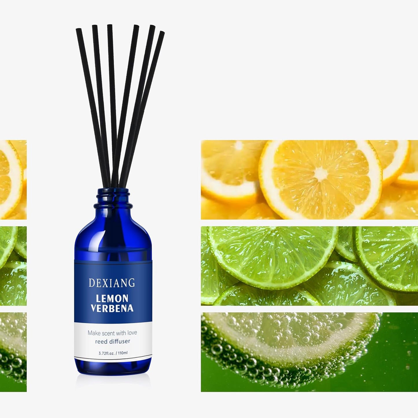 Reed Diffuser Set of 2, Lemon Verbena/Clean Linen，Each Bottle is 3.72 Oz (110 ml) Scent Diffuser, Comes with 12 Diffuser Sticks,Fragrance and Gifts,Room Decor& Home Decor