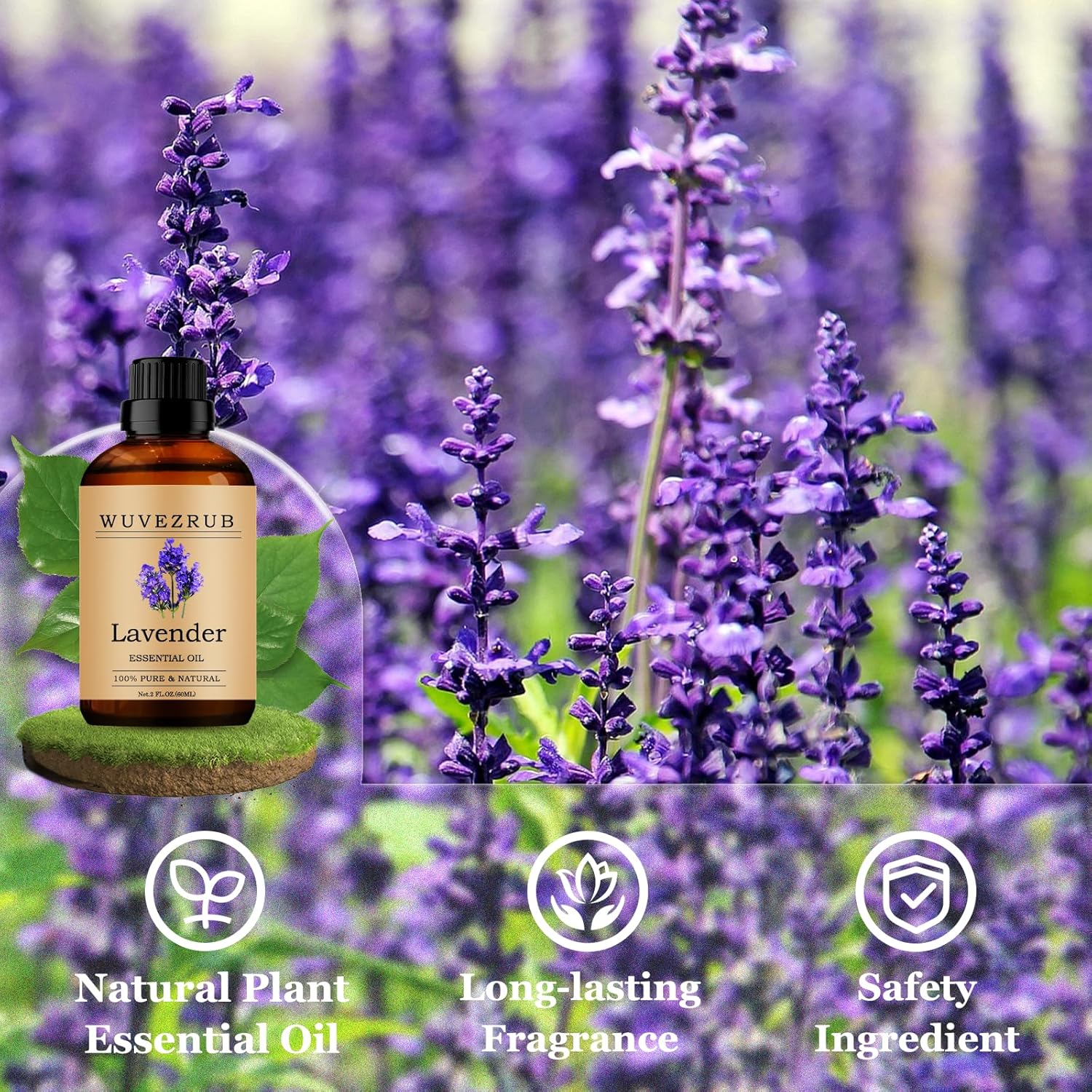 Lavender Essential Oils 60ML, Pure Lavender Essential Oil for Aromatherapy Diffuser - 2 Fl Oz