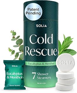 Solia Congestion Eucalyptus & Menthol Natural Shower Steamers - Patent-Pending - Real Essential Oil Menthol Tablets, Spa Steamers Aromatherapy, 7-Pack
