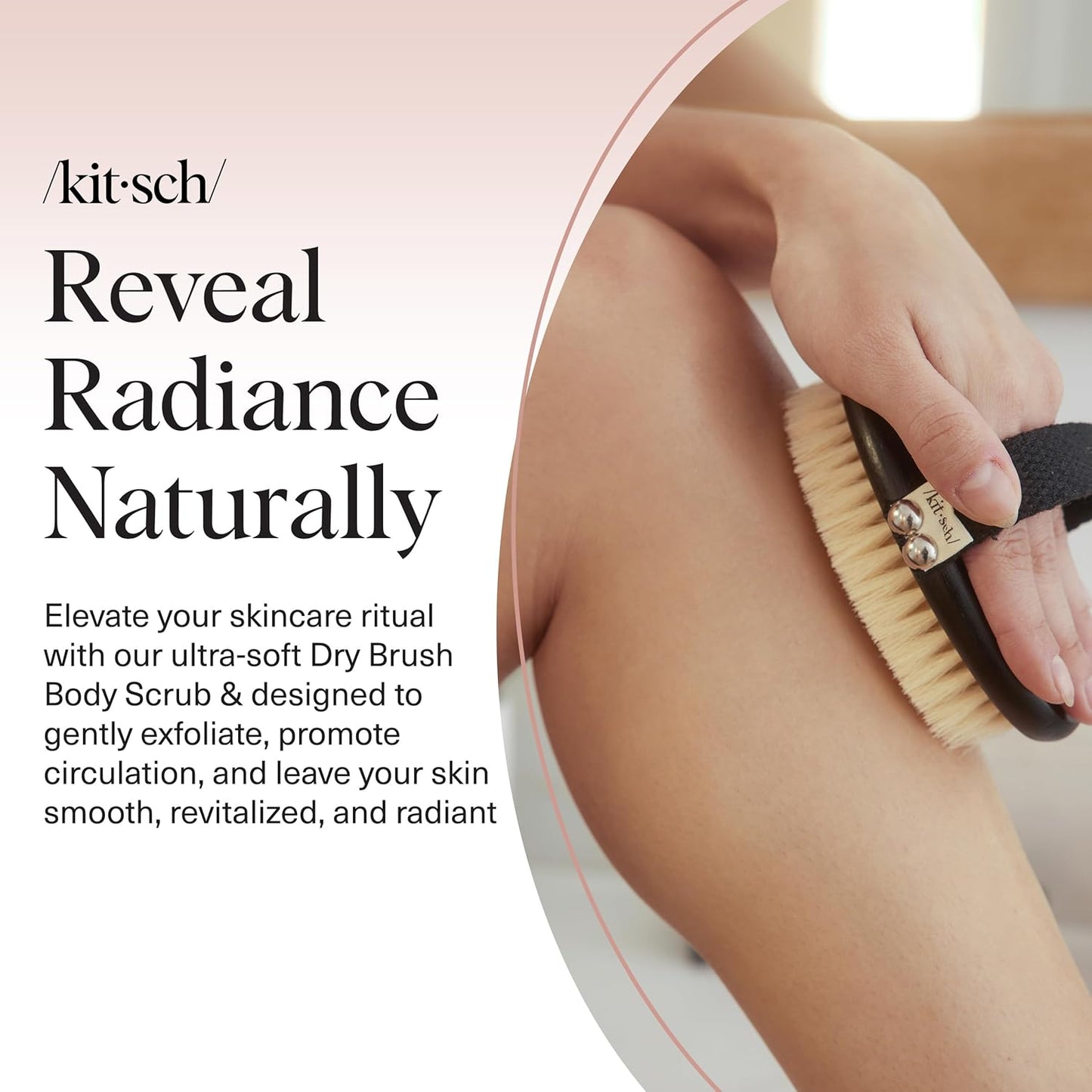 Kitsch Dry Brushing Body Brush for Lymphatic Drainage- Soft Bristles Shower Brush - Dry Brush to Remove Dry Skin and Improves Blood Circulation, Body Scrubber for Glowing Skin, Sauna Accessories