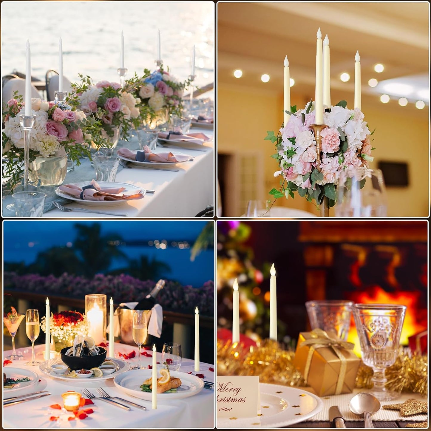 Baquler 120 Pcs Flameless Taper Candles with Remote and Timer 11" Battery Operated Candlesticks LED Flickering Faux Candles Warm Light for Wedding Holiday Party Home Decor