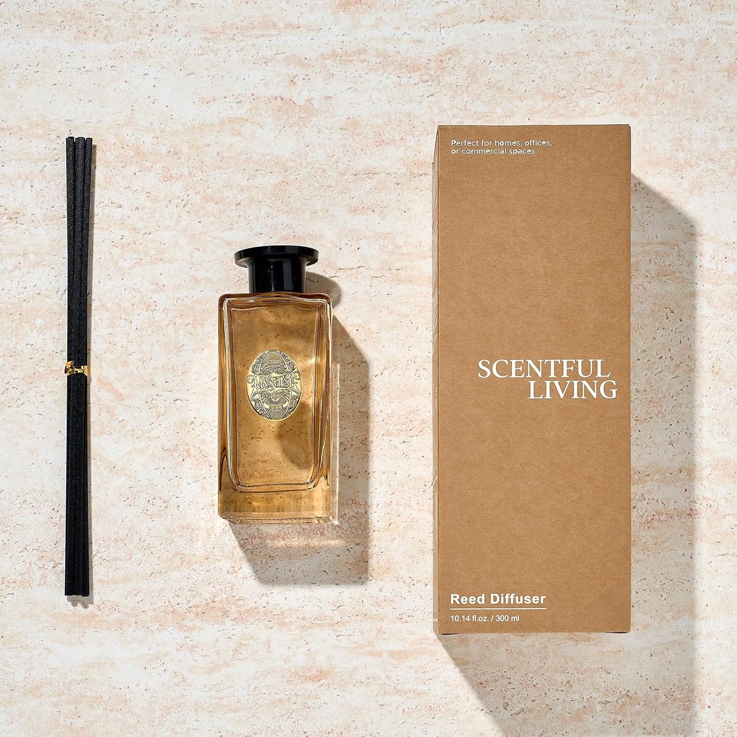 M&SENSE 10.14 oz Large Reed Diffuser Set | Fresh Grapefruit Scent Home Oil Diffuser with Sticks |Hotel Collection Non-Toxic Essential Oil |for Bedroom Bathroom Living Room