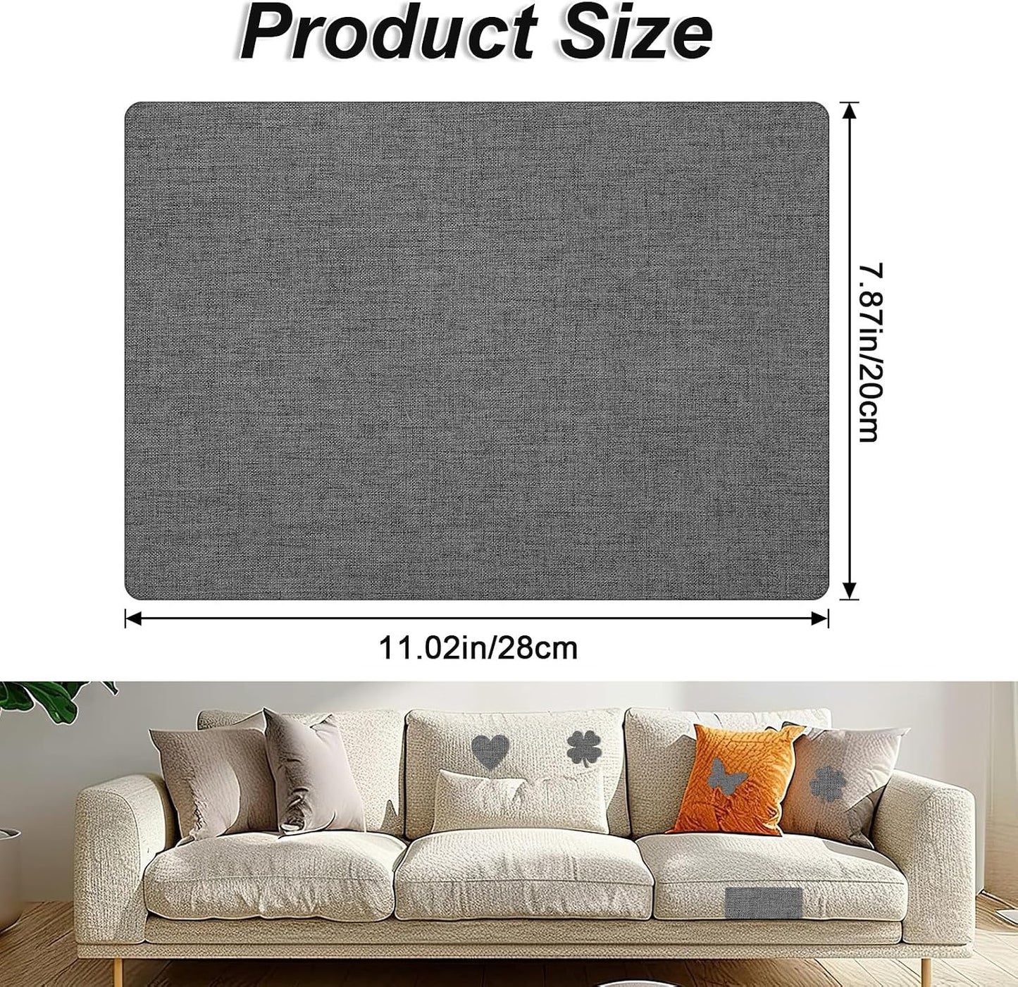 2Pcs Self-Adhesive Linen Fabric Patches, 11x8 Inch Fabric Repair Patch for Couch Sofa Car Seat Furniture Tote Bag, Linen Repair Adhesive Patch Dark Grey