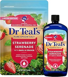 Dr Teal's Limited Edition Strawberry Serenade Pure Epsom Salt and Foaming Bath Set with Basil & Orange