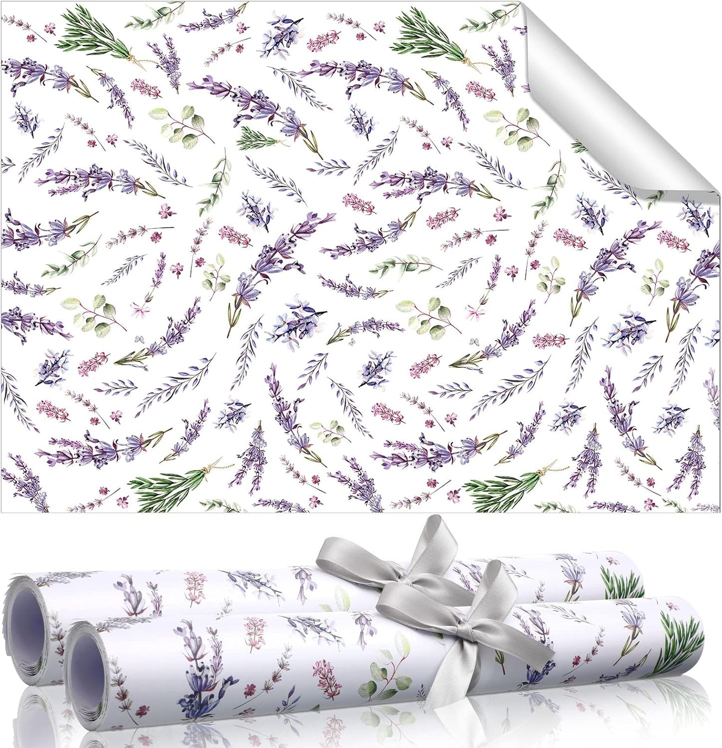 BBTO 20 Sheet Lavender Scented Drawer Liners for Dressers 15.8" x 22" Lavender Scented Fragrant Cabinet Paper Liners Non Adhesive Drawer Paper Mats for Bedroom Home Closet Shelves