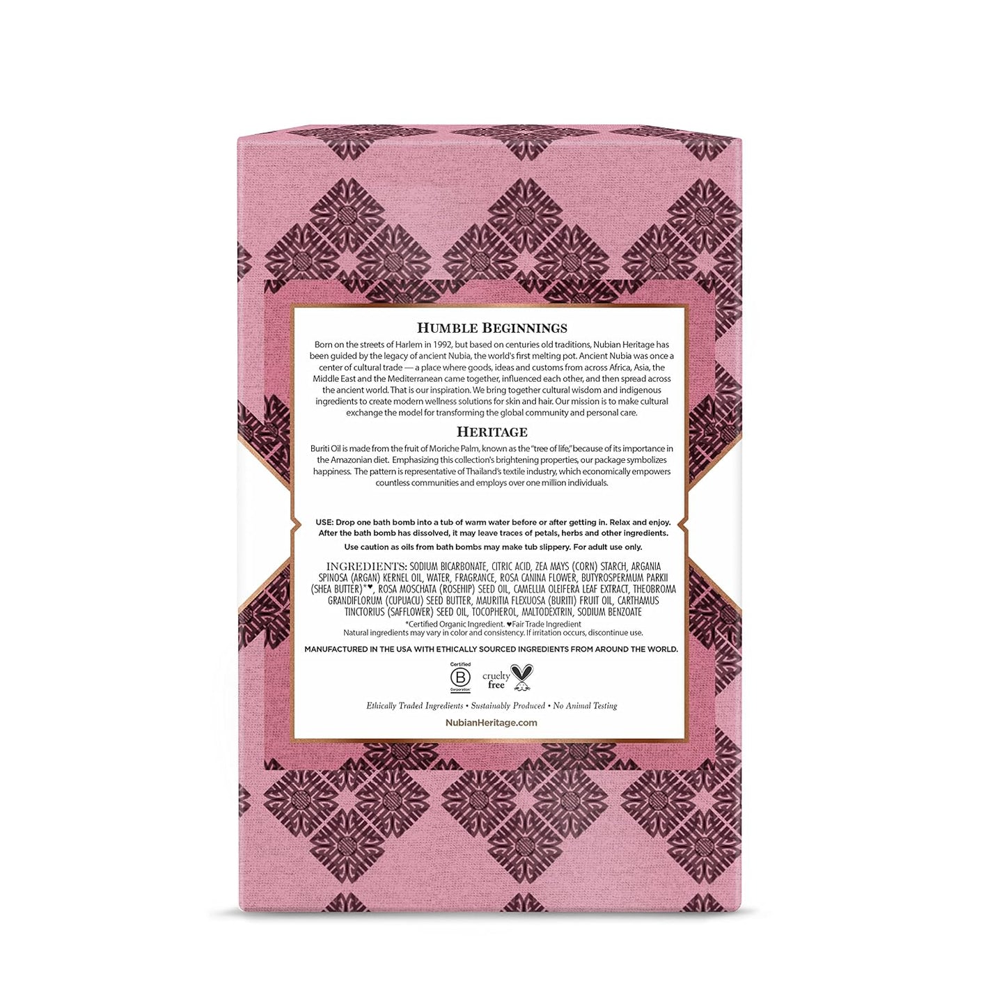 Nubian Heritage Bath Bombs Patchouli and Buriti Uplifting Bath and Body Products 1.6 oz 6 Count (Pack of 1)