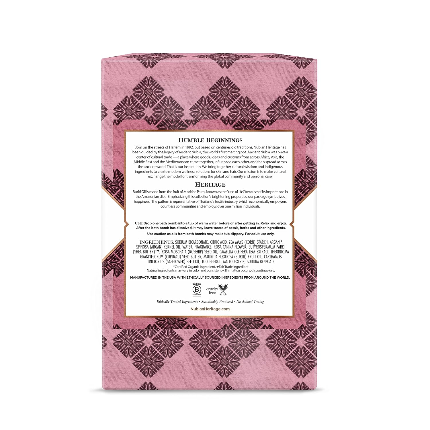 Nubian Heritage Bath Bombs Patchouli and Buriti Uplifting Bath and Body Products 1.6 oz 6 Count (Pack of 1)