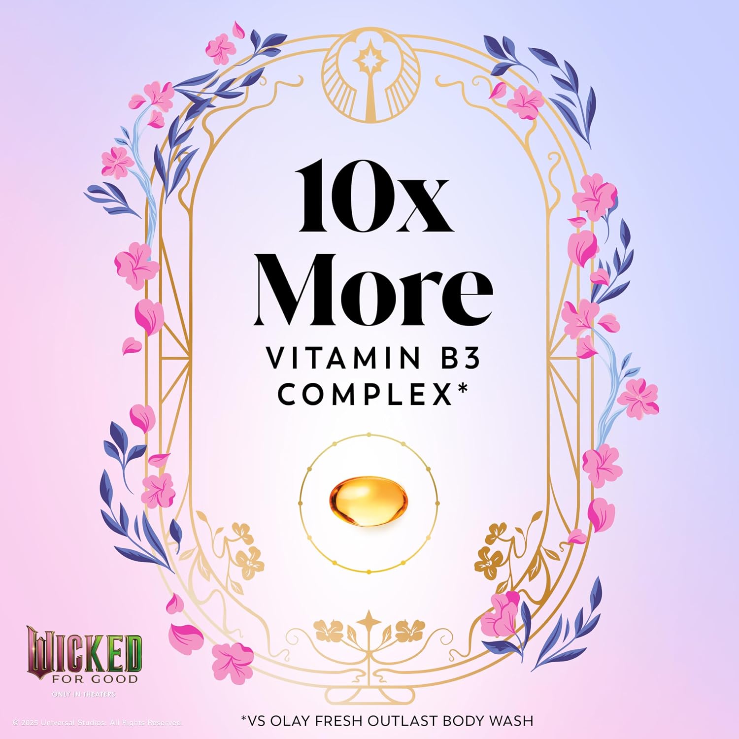 Olay Body Wash for Women, Couldn't Be Lovelier Glinda's Edition, Intensely Hydrating & Renewing, Pro-Hyaluronic Acid Serum with Vitamin B3, For All Skin Types, Raspberry & Bubbles Scent, 20 fl oz