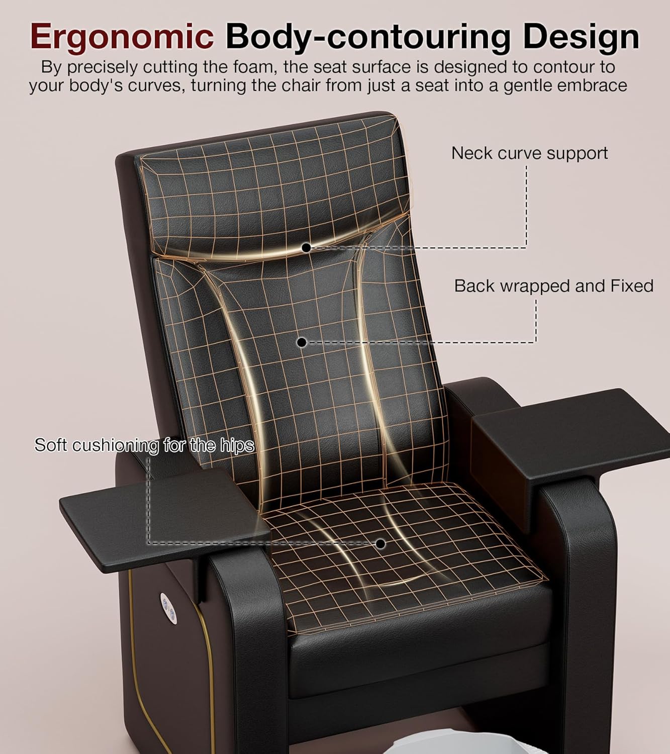 VARONXE Electric Pedicure Chair No Plumbing, Recliner Sofa with Massage for Foot Bath, Pedicure Station for Foot Spa with Tool Pouch for Small Spaces, Black