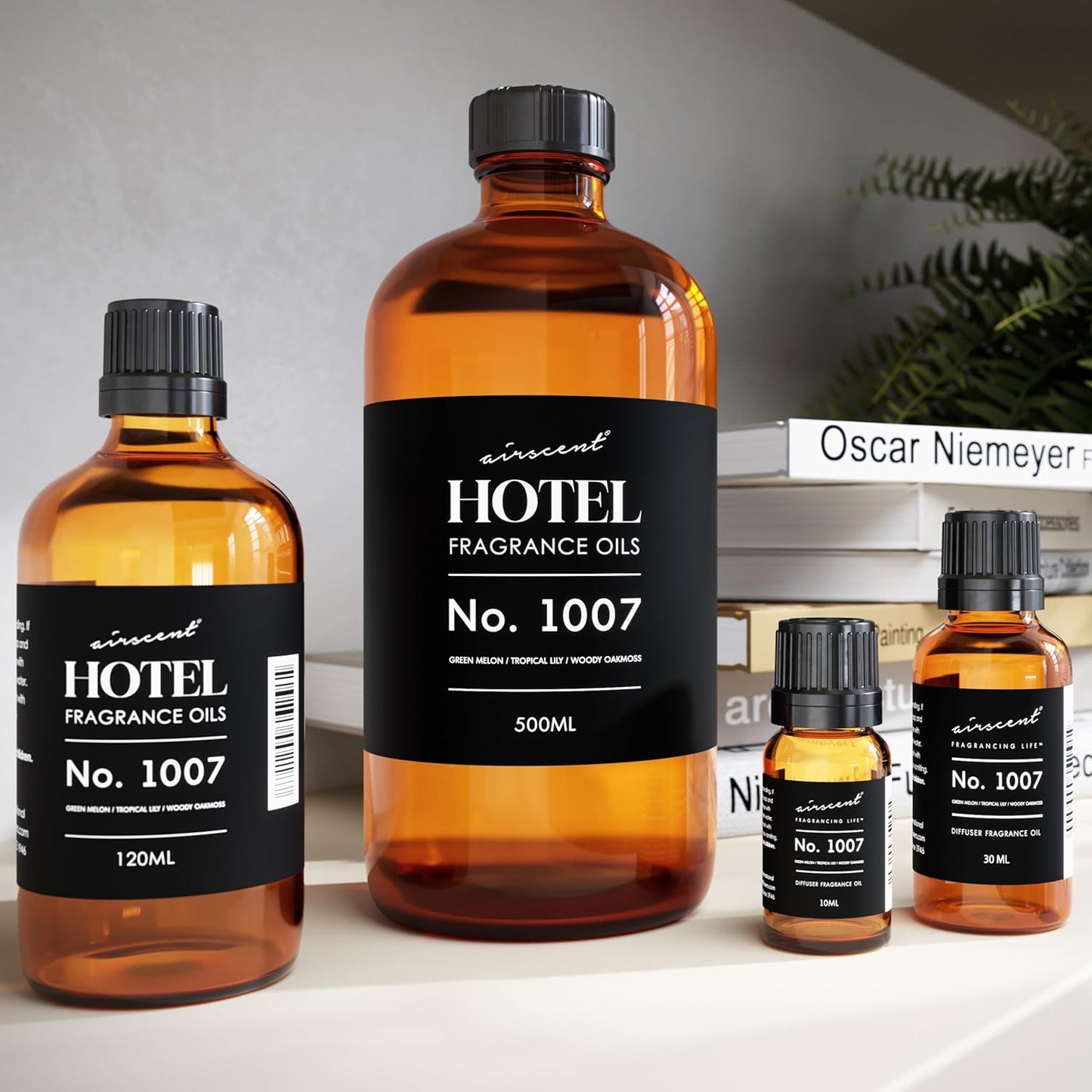AirScent Hotel Diffuser Oil No. 1007 - Green Melon, Tropical Lily & Oakmoss - Hotel Scent Dupe Premium Fragrance Oil for Ultrasonic and Waterless Diffusers and Crafting - 10 mL, .34 fl oz Bottle