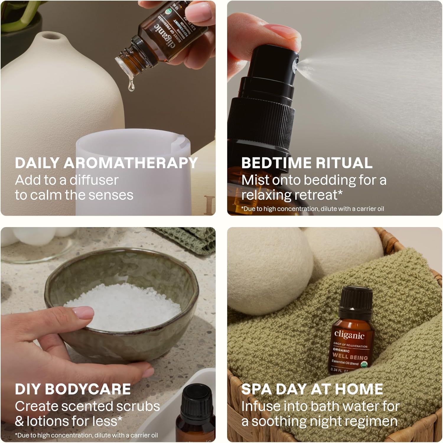 Cliganic Organic Essential Oils Blend - Well Being - Drop of Rejuvenation (Packaging May Vary)