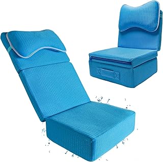 Hot Tub Booster Seat for Adults,Adjustable 3 Heights up to 8.7", Backrest and Removable Bath Pillow,Thickened Bathtub Cushion，3D Air Mesh Hot Tub Accessories，Full Body Support for Back Pain Relief.