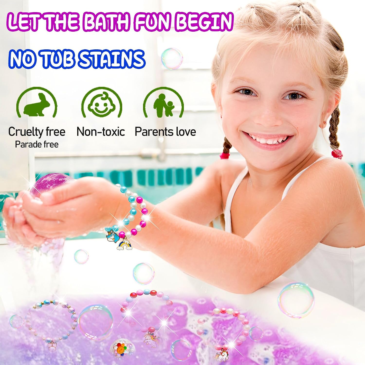 Unicorn Bath Bombs with Surprise Toys Inside for Kids Girls 3 4 5 6 7 8 Years Old Birthday Gift for Girls Bath Bombs with Surprise Jewelry Inside for Kids Toddler Girl Birthday Christmas Easter Gifts