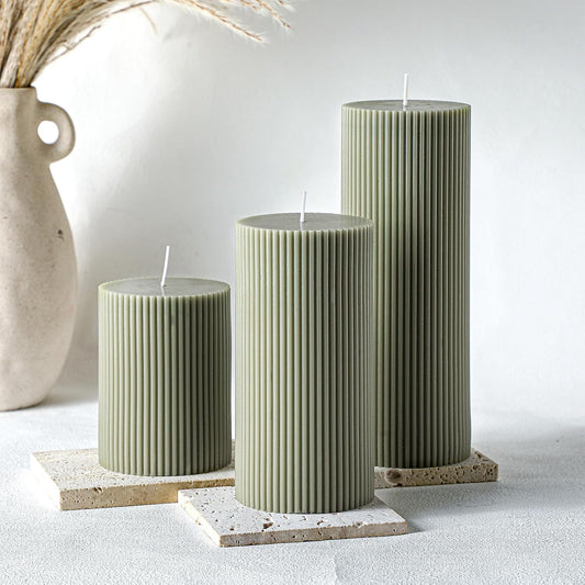 Conelist Ribbed Pillar Candles Set of 3