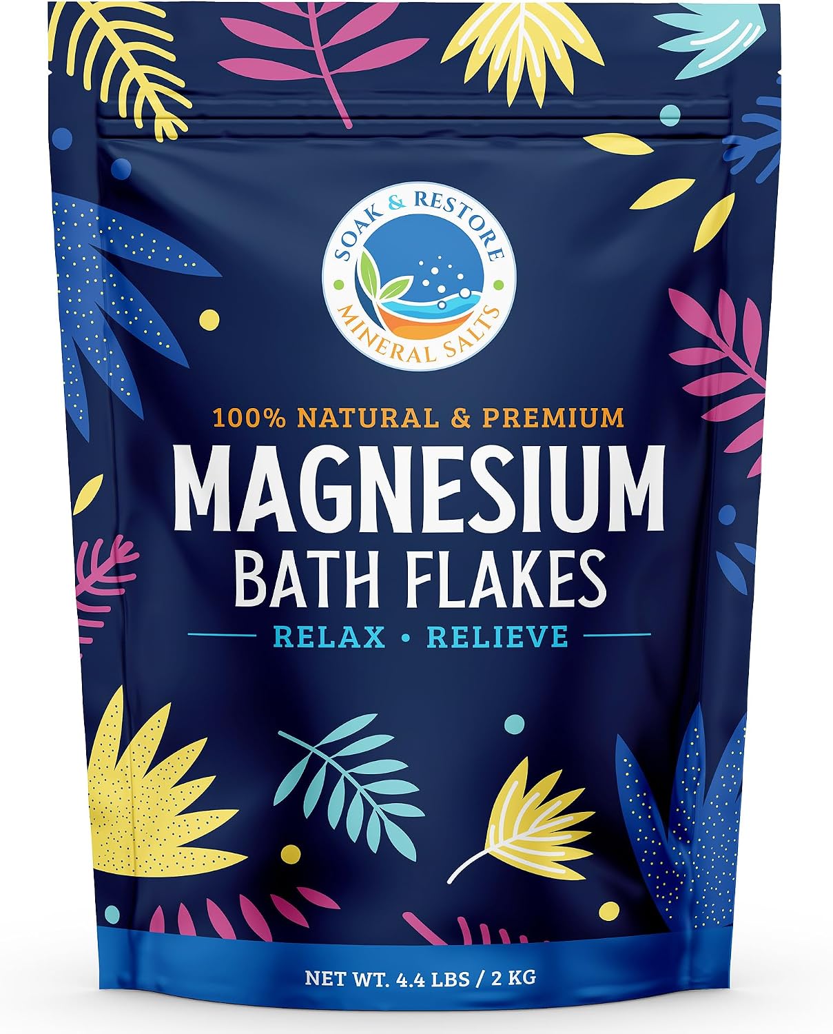 Magnesium Bath Flakes – Pure Magnesium Chloride for Soaking and Whole-Body Replenishment (4.4 lbs)