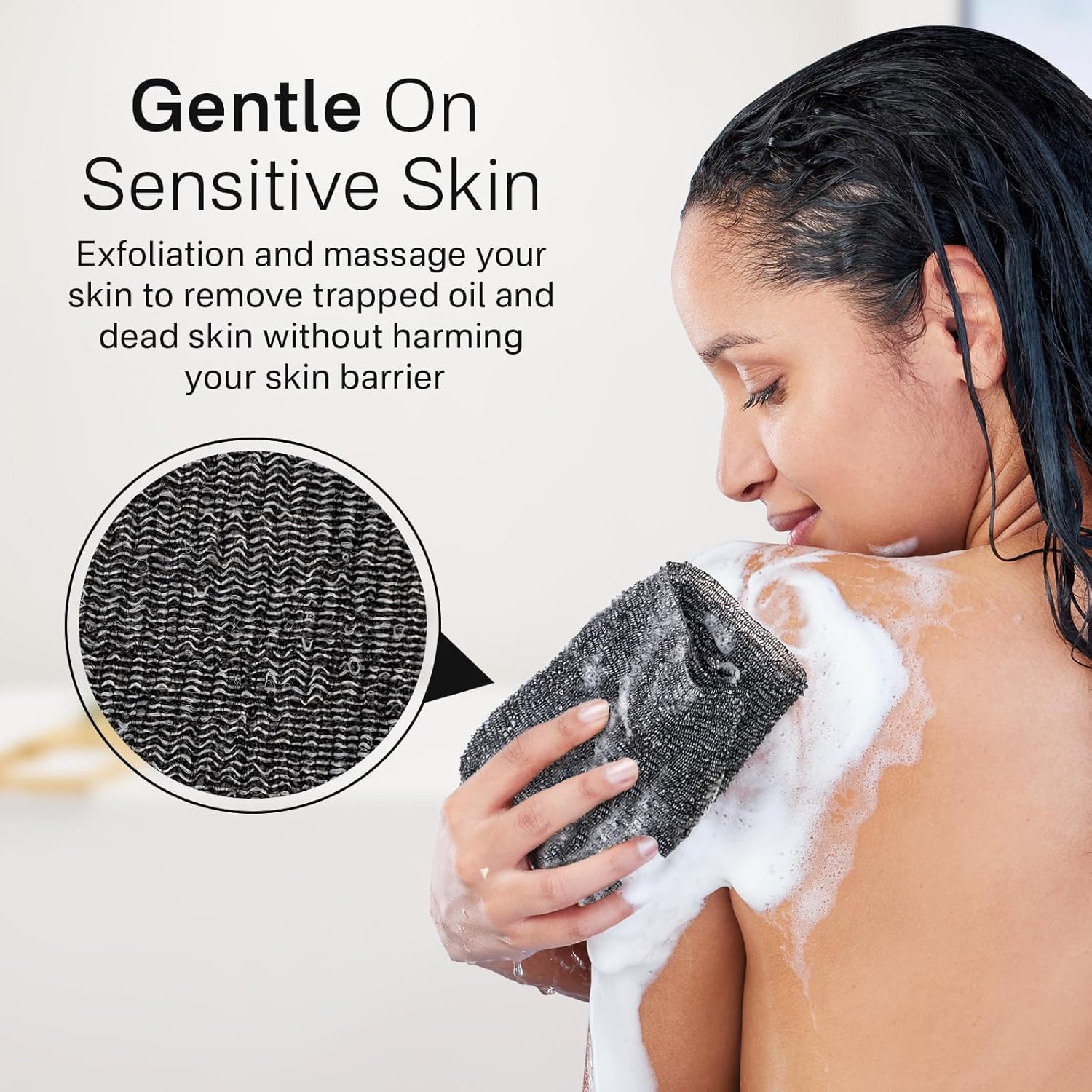 Yiclick 3 PCS Exfoliating Washcloth Towels - Exfoliating Body Scrubber Exfoliator, Back Scrubber for Shower Bath Use, Japanese & Korean Scrub Wash Cloths, Loofah Lufa Sponge Washer for Women Men