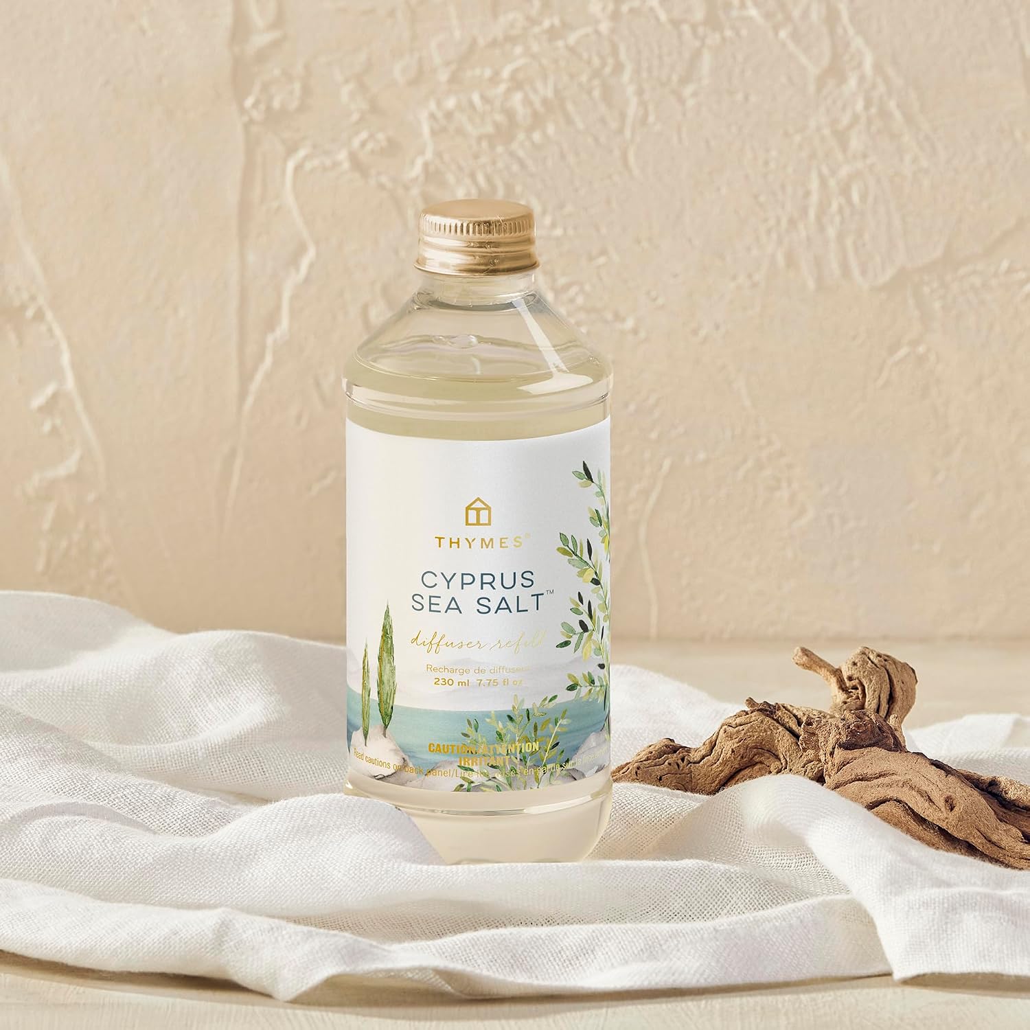 Thymes Reed Diffuser Oil Refill – Fragrance Oil for Diffuser Refill – Flameless Home Fragrance Products – Home Luxury Scents with Notes of Rosemary, Sage, & Amalfi Lemon (Cyprus Sea Salt, 7.75 fl oz)