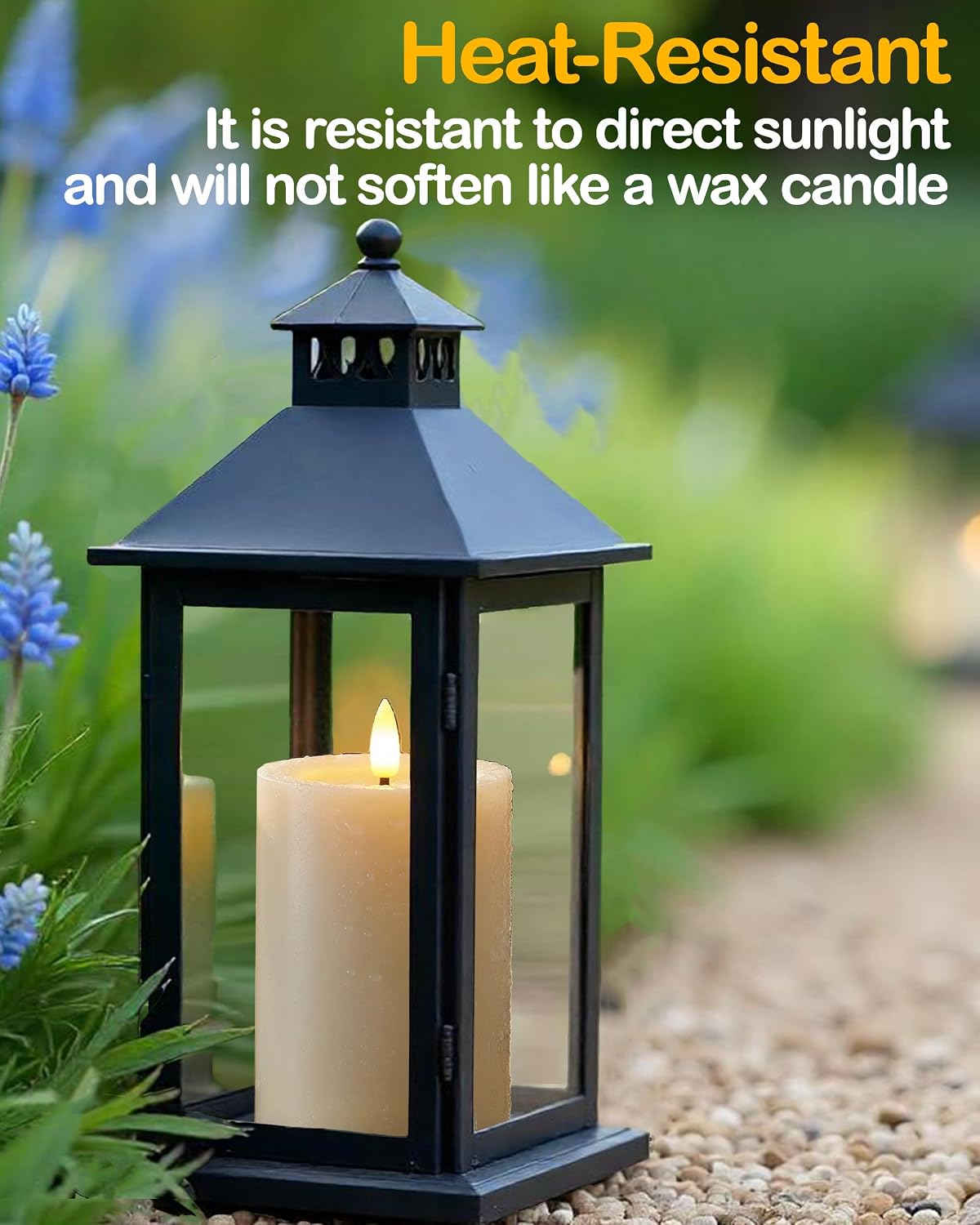 Gmnee 3"x4" Outdoor Waterproof Flameless Candles with Remote and Timers, LED Candles, Battery Operated Candles, Electric Fake Pillar Candles for Patio, Porch, and Lanterns Decor (Ivory, Plastic)