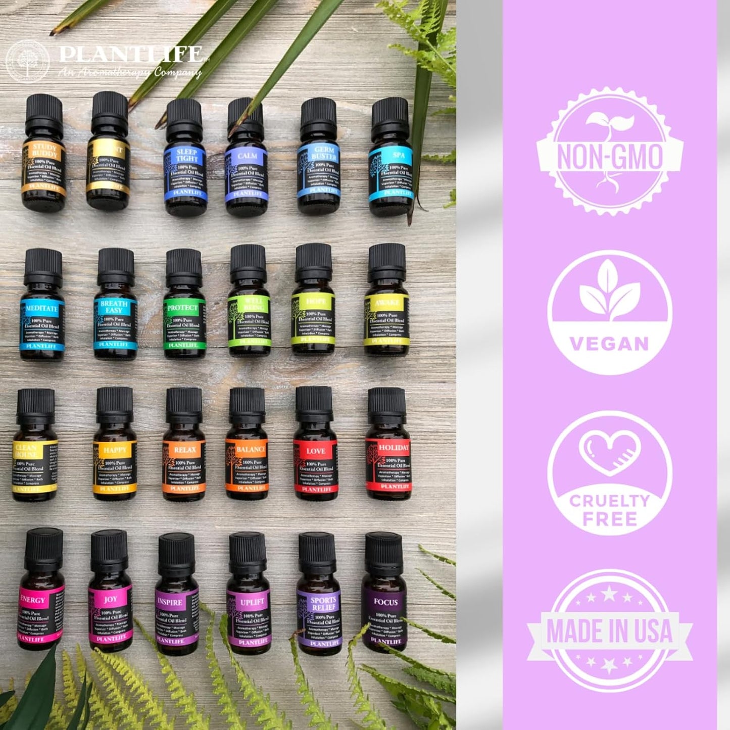 Plantlife Focus Aromatherapy Essential Oil Blend - Straight from The Plant 100% Pure Therapeutic Grade - No Additives or Fillers - Made in California 10 ml