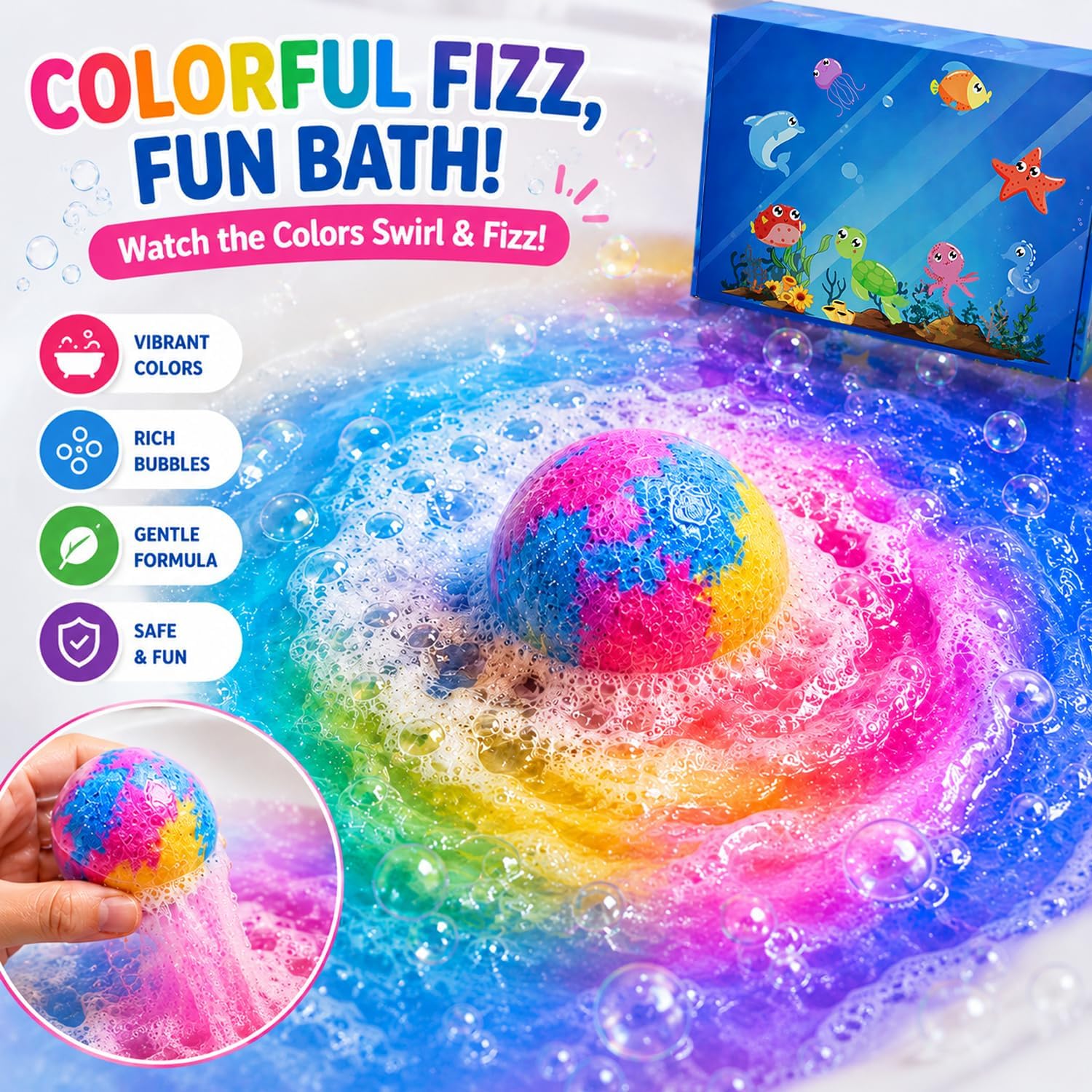 Bath Bombs Gift Set for Women, Colorful Bath Bombs with Surprise Inside, Ocean Theme Moisturizing Bath Fizzies, Relaxing Spa Self Care Gifts for Birthday, Christmas & Holidays (12 Pack)