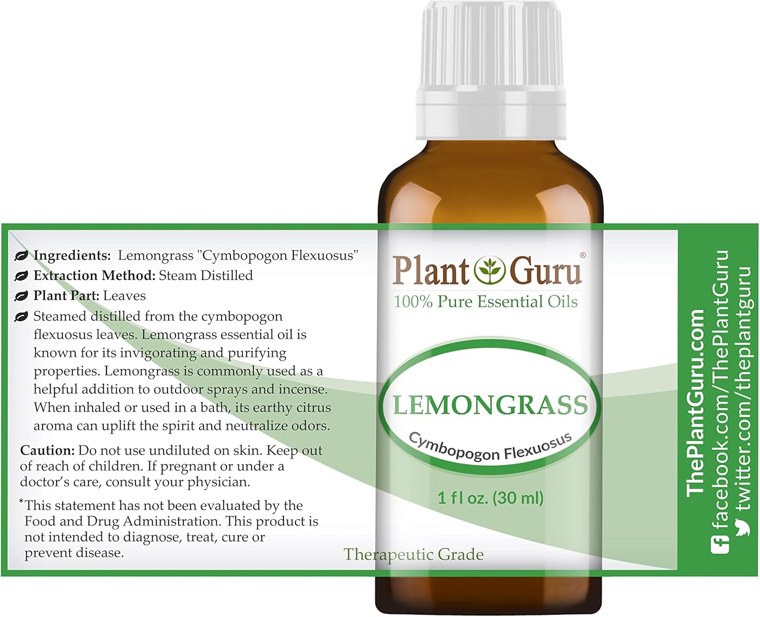 Lemongrass Essential Oil 1 oz / 30 ml 100% Pure Undiluted Therapeutic Grade For Aromatherapy Diffuser, Natural Healthy Skin, Body and Hair Growth