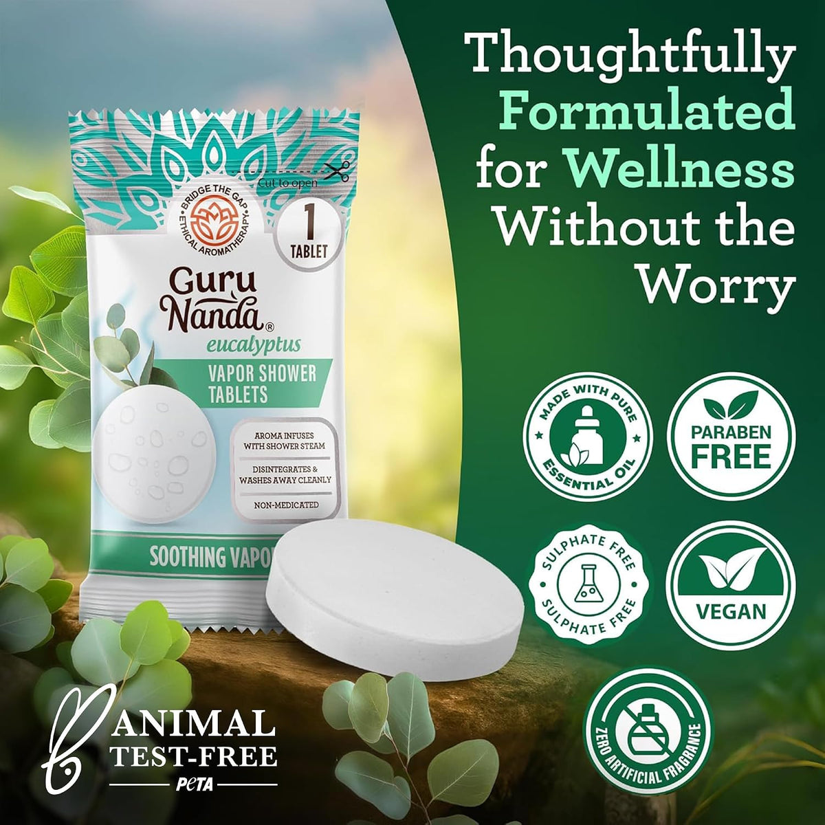 GuruNanda Eucalyptus Vapor Shower Tablets, 10 ct