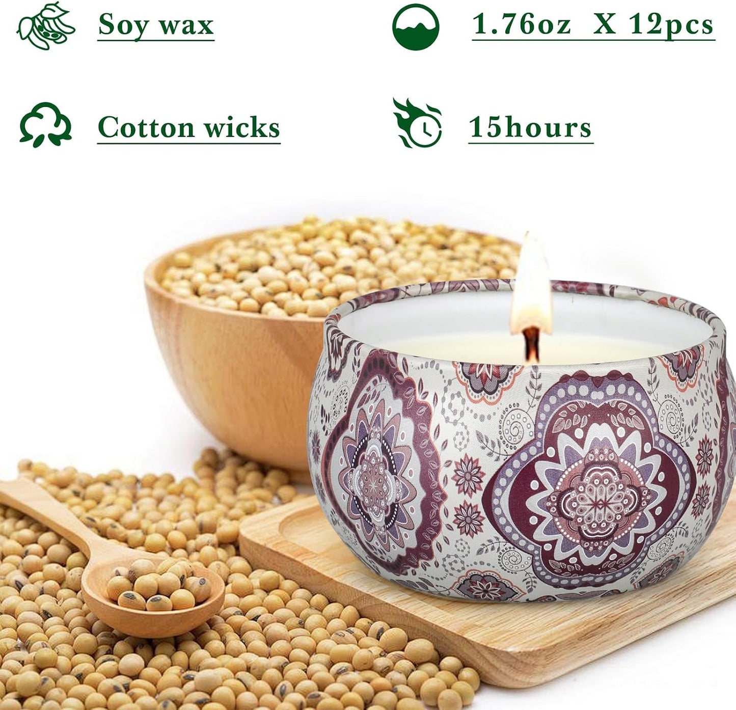 Scented Candles Gift Set, 12 Pack Summer Soy Wax Travel Tin Candles, Refreshing Summer Aromatherapy Scents for Home Spa Relaxation, Gifts for Women