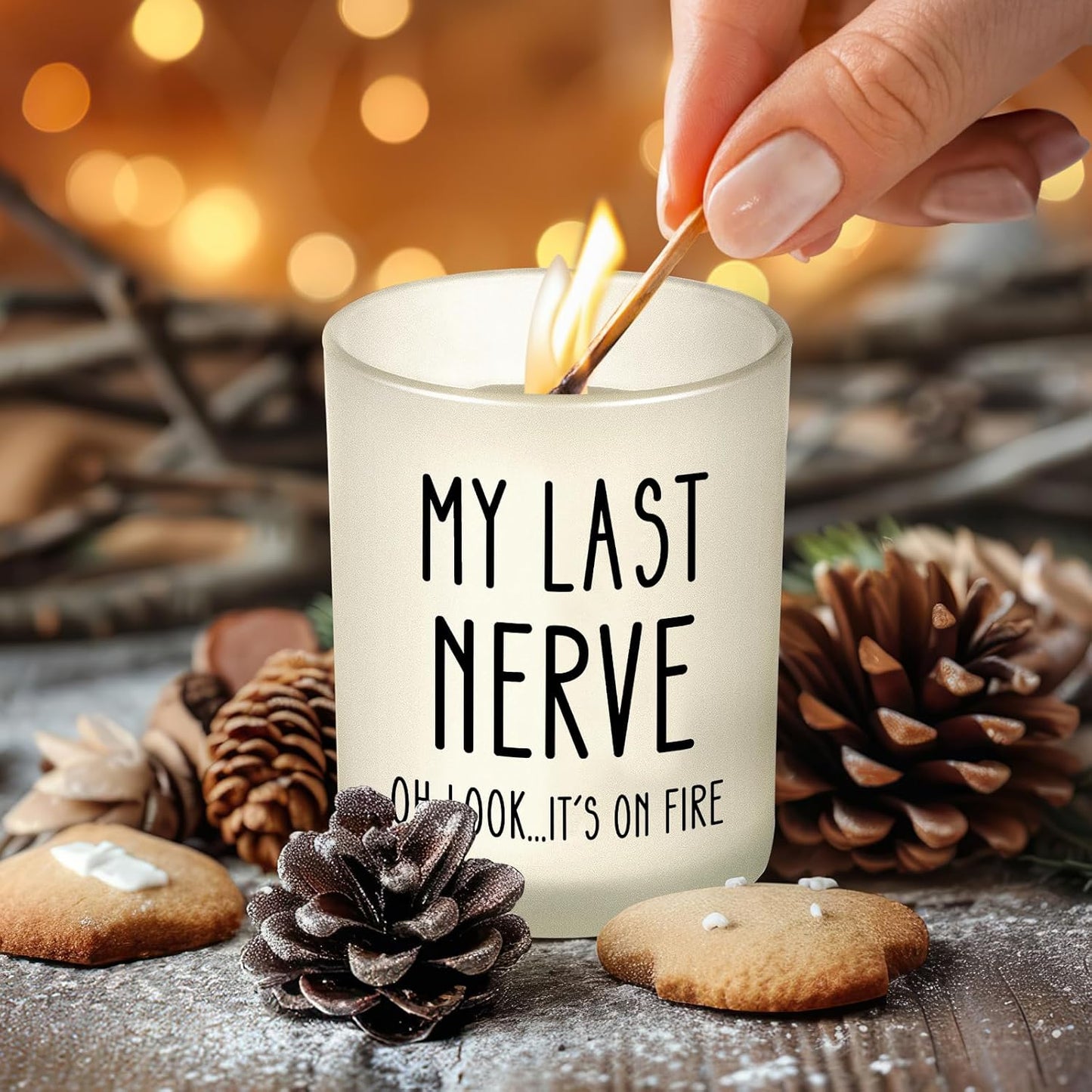 Birthday Gifts for Women Men, Husband Wife Birthday Gift Ideas, Unique Home Decor Friendship Gifts for Women, Funny Gift for Him Her Dad Mom Sister Teacher Coworker Best Friend, My Last Nerve Candle