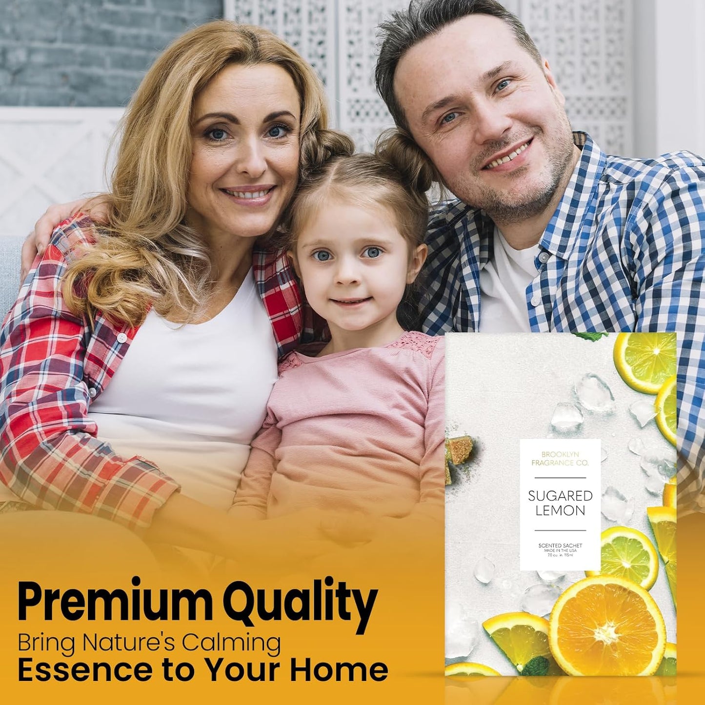 Brooklyn Fragrance Co. Fruits Sachet Bags – Sugared Lemon Scented Pouches – Perfect Aroma for Drawers, Closets, Cars and Bathrooms – Long-Lasting Fresh Scent Sachets (6- Pack)