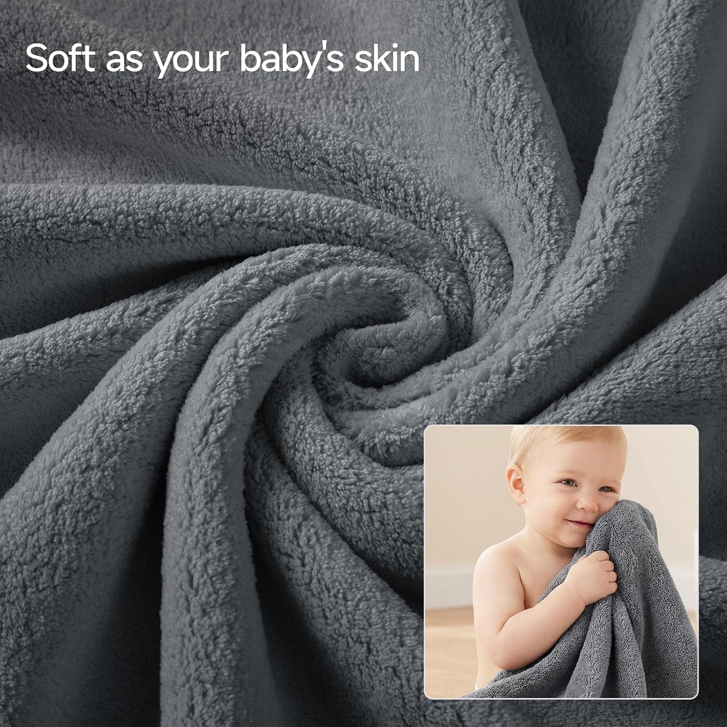 REDKISS Pack of 6 Towel Set - 2 Extra Large Bath, 2 Hand, 2 Washcloths, Ultra Soft & Highly Absorbent, Quicker to Dry, Grey Towels for Bathroom, Spa, Hotel, Gym