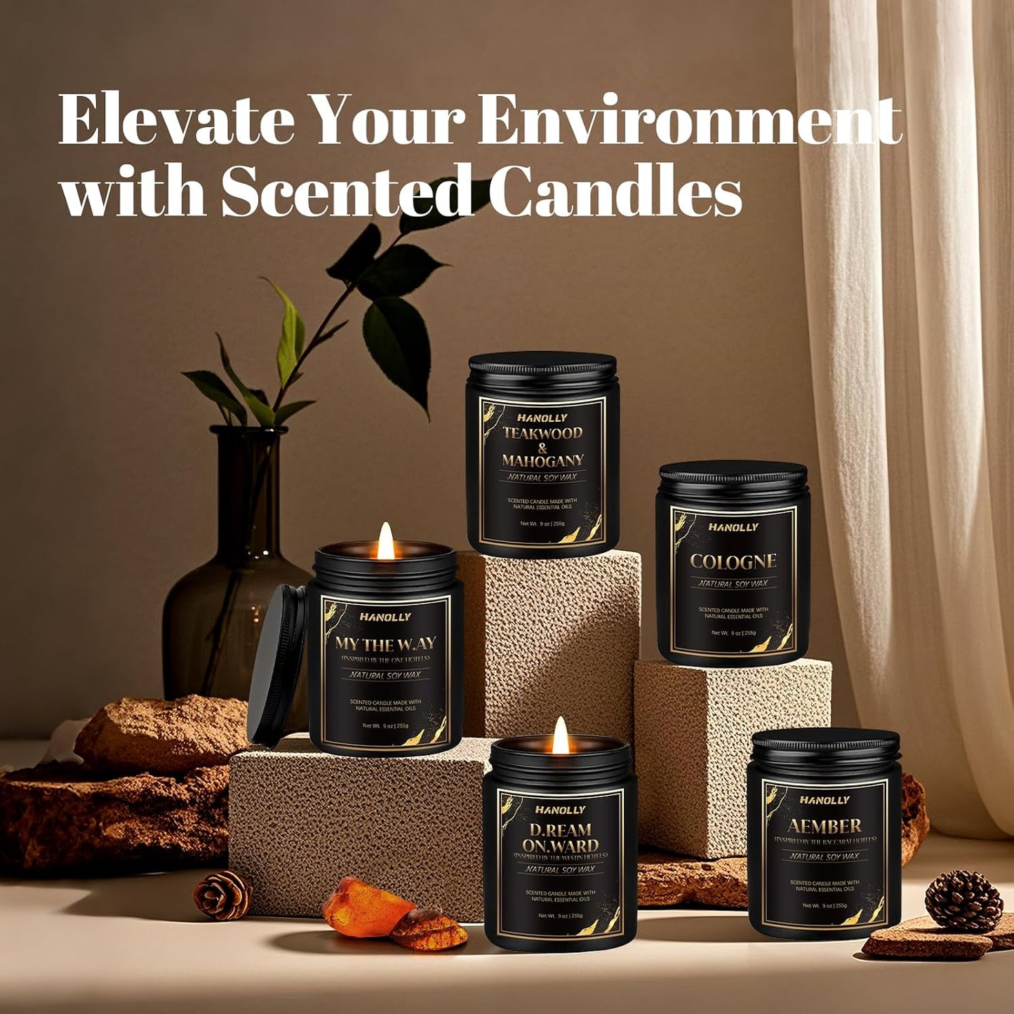 D.Ream On.Ward Hotel Candle, 9 oz Scented Candles for Home Soy Candle Wax, Inspired by The Westin Hotels, Luxury Long Lasting Aromatherapy Jar Candle Gifts for Men Women