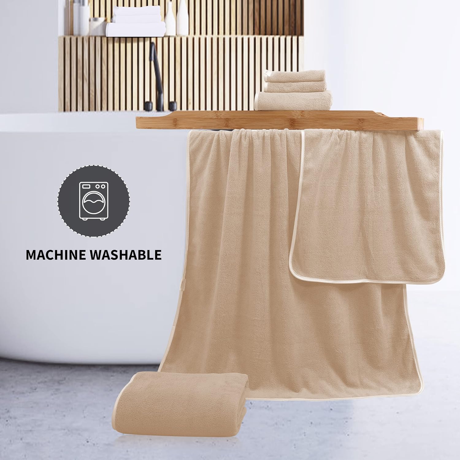 Cosy Family Microfiber 8-Piece Towel Set, 2 Bath Towels, 2 Hand Towels, and 4 Wash Cloths, Ultra Soft Highly Absorbent Towels for Bathroom, Gym, Hotel, Beach and Spa (Brown)