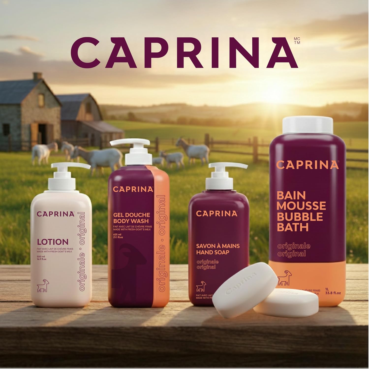 Caprina by Canus Goat Milk Bubble Bath, Original, 1 L (33.8 fl oz), Hydrating Relaxing Foam Bath, Moisturizing & Gentle on Skin, Made in Canada