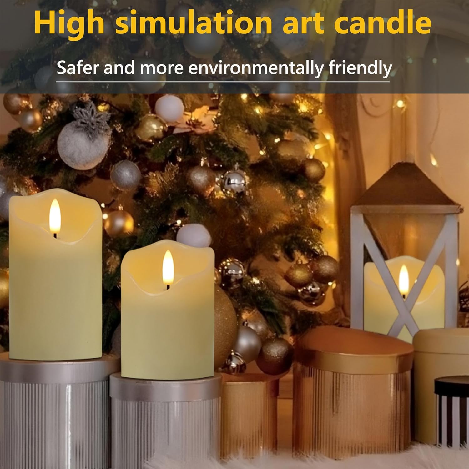 Flickering flameless Candles, Battery Operated Candles with Remote, led Pillar Candles，Electric Candle Set of 3，Christmas Home Wedding Birthday Decor（Ivory White） ﻿ ﻿